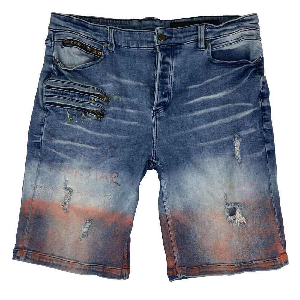 Rockstar Original Ultra Slim Natural Selection Project Distressed Shorts Size 40